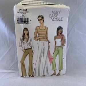 Very Easy Vogue Sewing Pattern V8041 Pants Boot Legged Below Waist Mock Fly